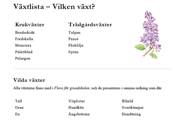 Växtlista till tävling